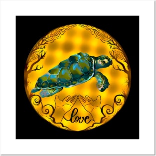 Sea turtle love Posters and Art